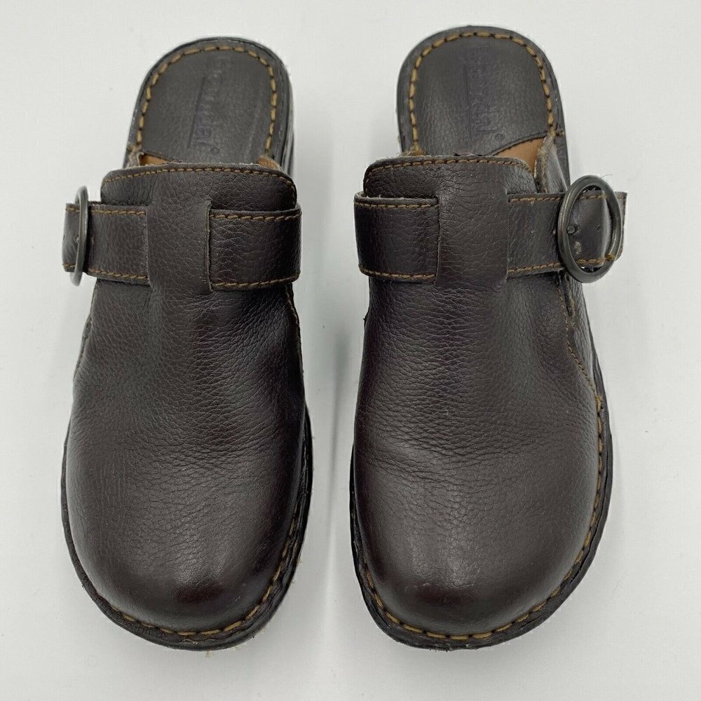 Bjorndal KellyAnne Size 6 Womens Shoes Mule Clog Wedge Heel 136221 Brown Leather
